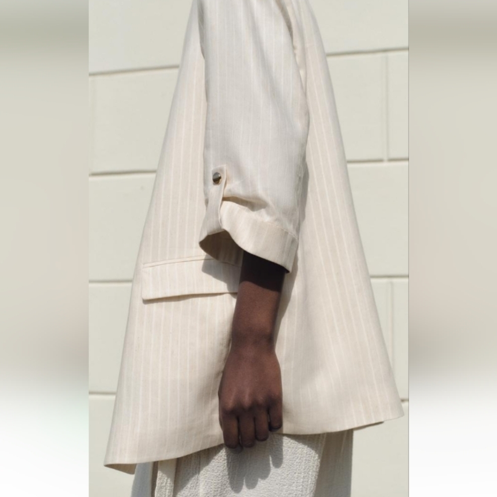 Zara Open Blazer with Roll-Up Sleeves Sz-L - Picture 4 of 12